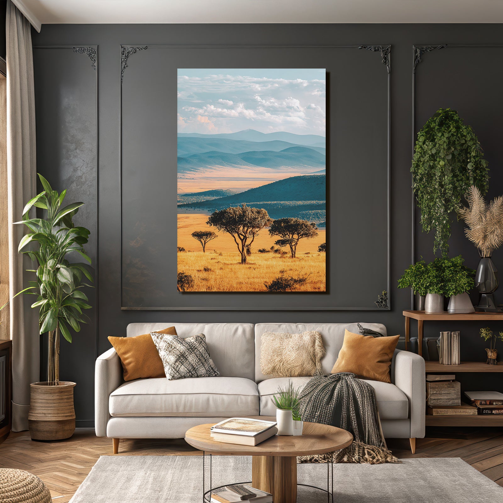 Desert Peaceful Countryside Landscape With Hills And Valleys