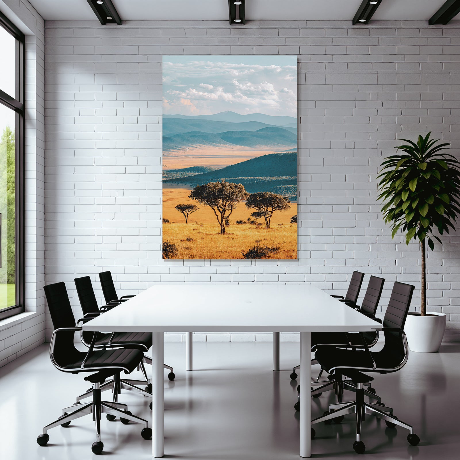 Desert Peaceful Countryside Landscape With Hills And Valleys