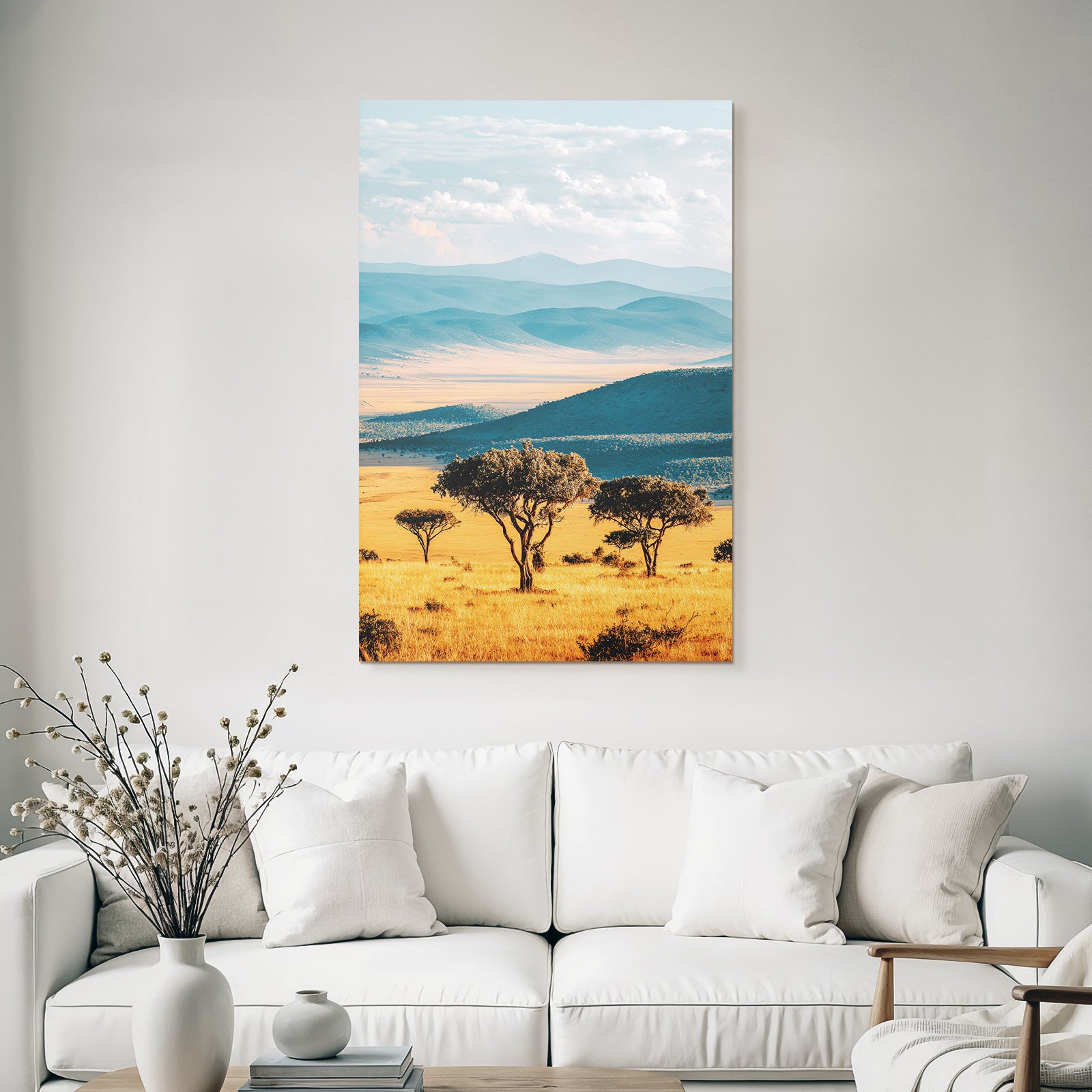 Desert Peaceful Countryside Landscape With Hills And Valleys