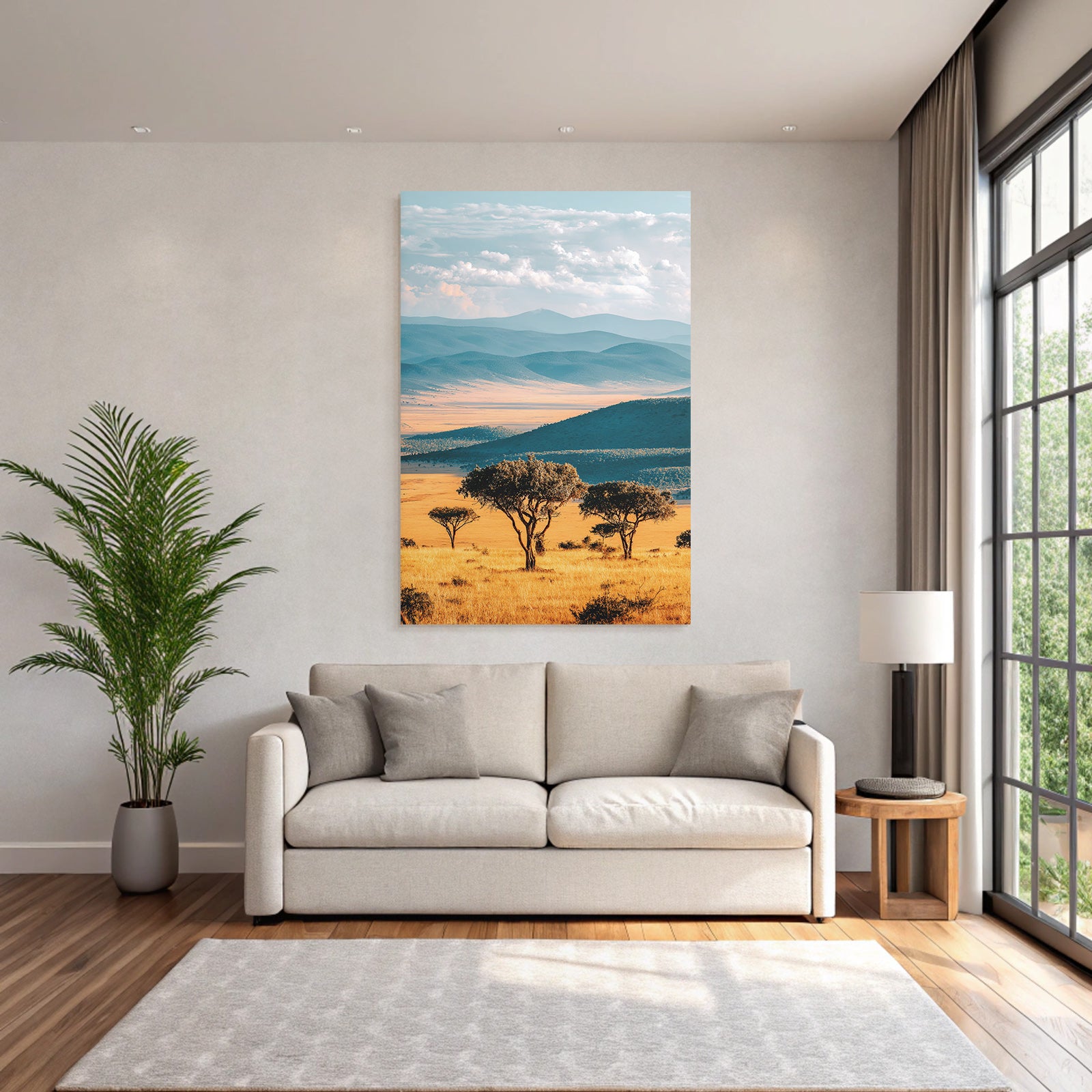 Desert Peaceful Countryside Landscape With Hills And Valleys