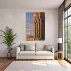 Desert Historical Architecture with Columns and Landscape