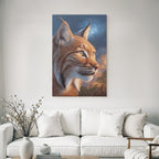 Desert Lynx close-up fur features eyes sky background