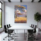 Deserts Tranquil Landscapes Savanna Grasslands Blue Sky Acacias