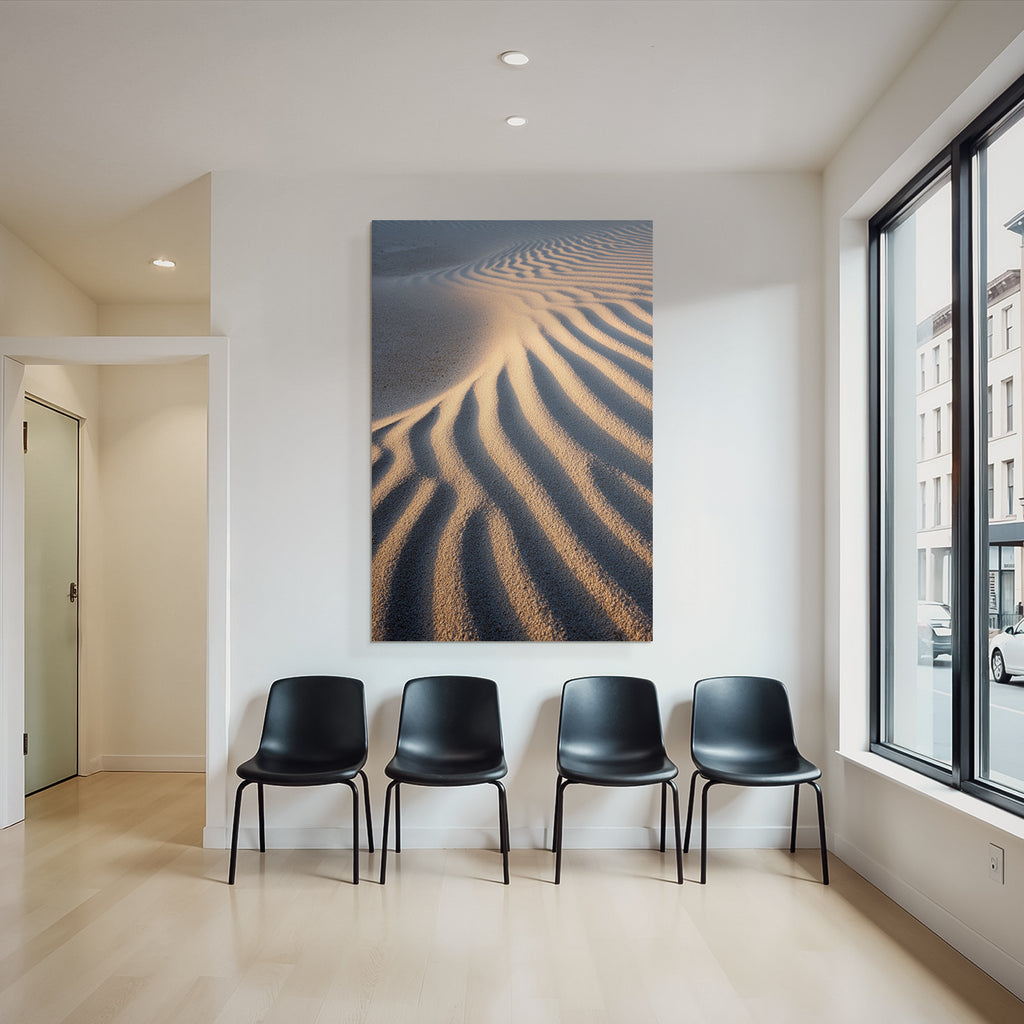 Desert sand with wavy pattern light shadow beach or desert