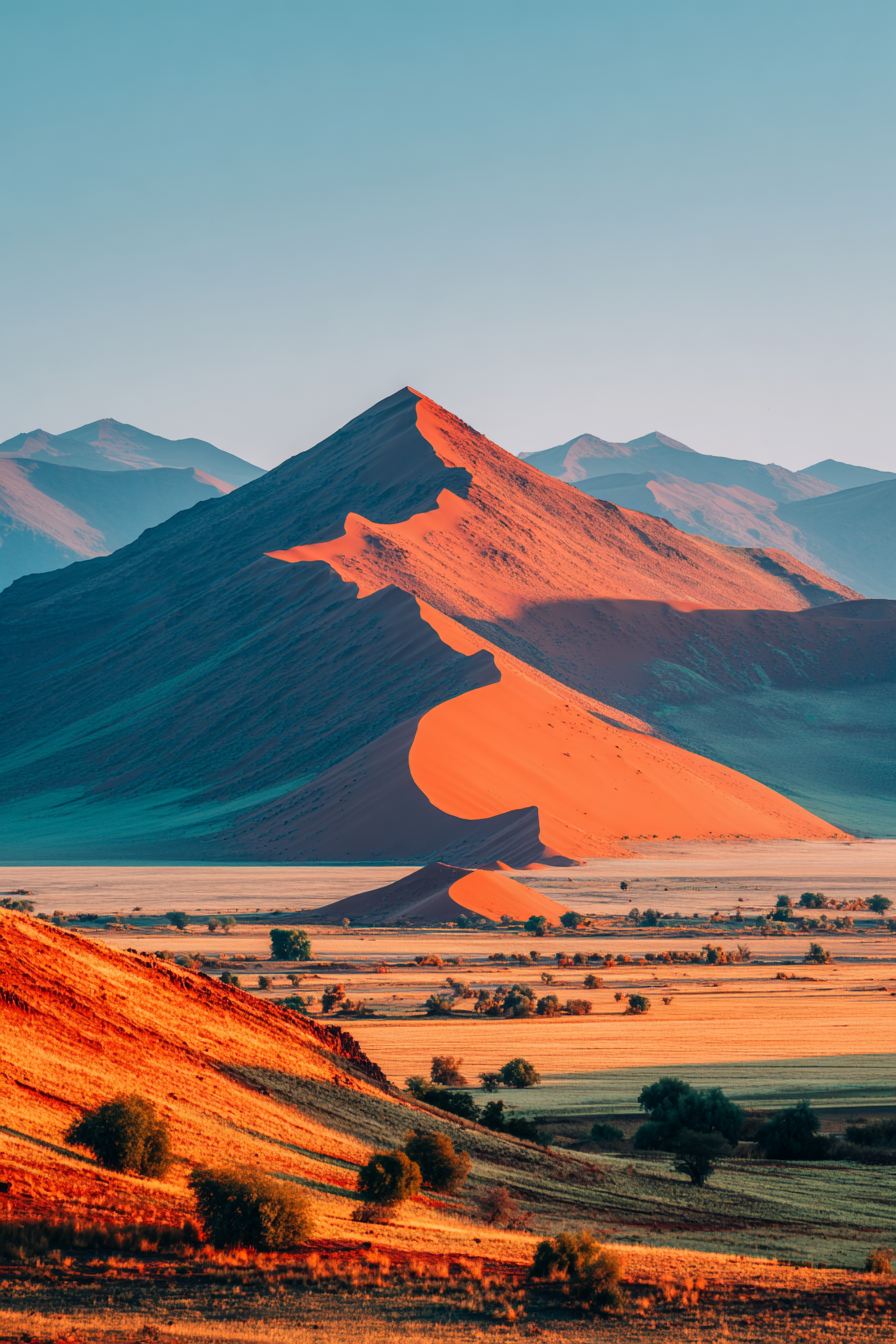 Wüsten Sanddünen Und Berge Im Sonnenaufgang Oder Sonnenuntergang | Wuesten und Savanne | Landschaften