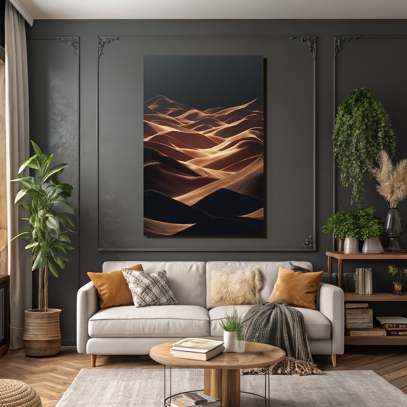 Desert sand dune landscape sunset light show