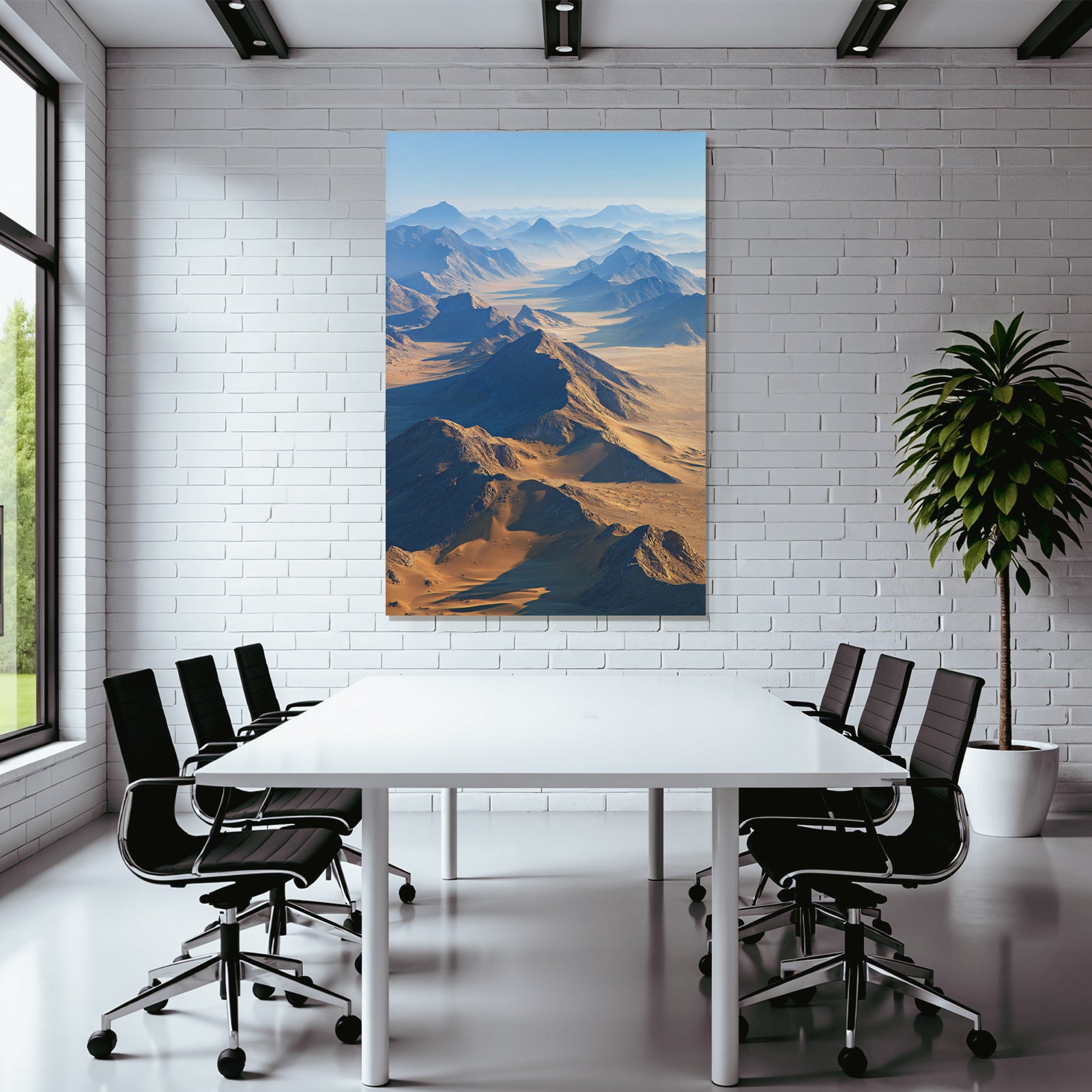 Desert landscape with mountains and dunes in the desert area