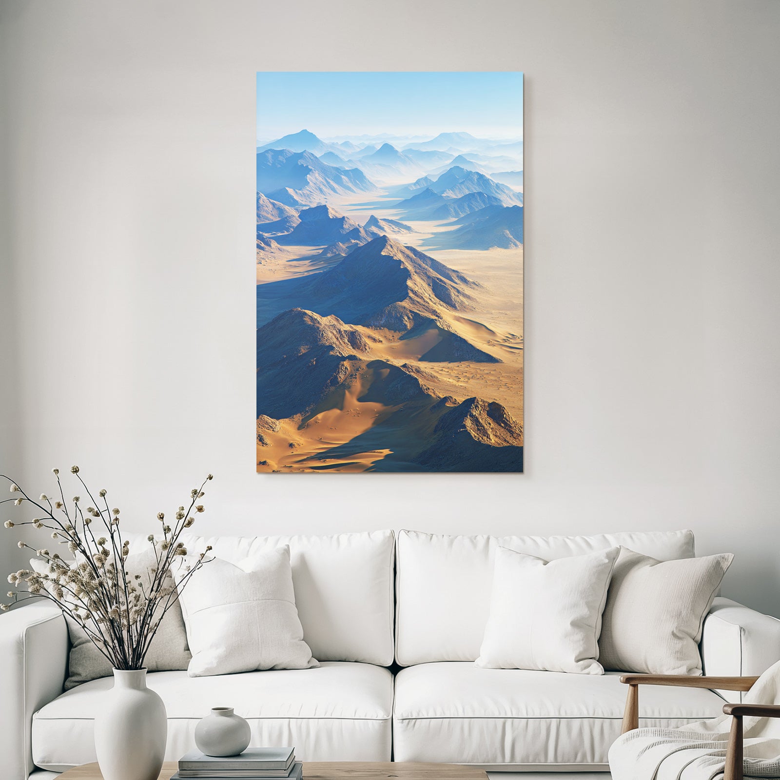 Desert landscape with mountains and dunes in the desert area