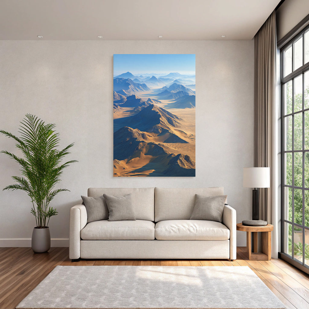 Desert landscape with mountains and dunes in the desert area