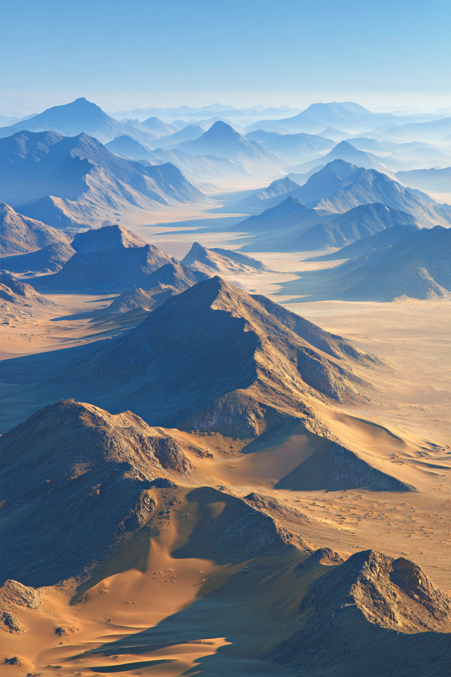 Wüsten Vastlandschaft Mit Bergen Und Dünen Im Wüstengebiet | Wuesten und Savanne | Landschaften