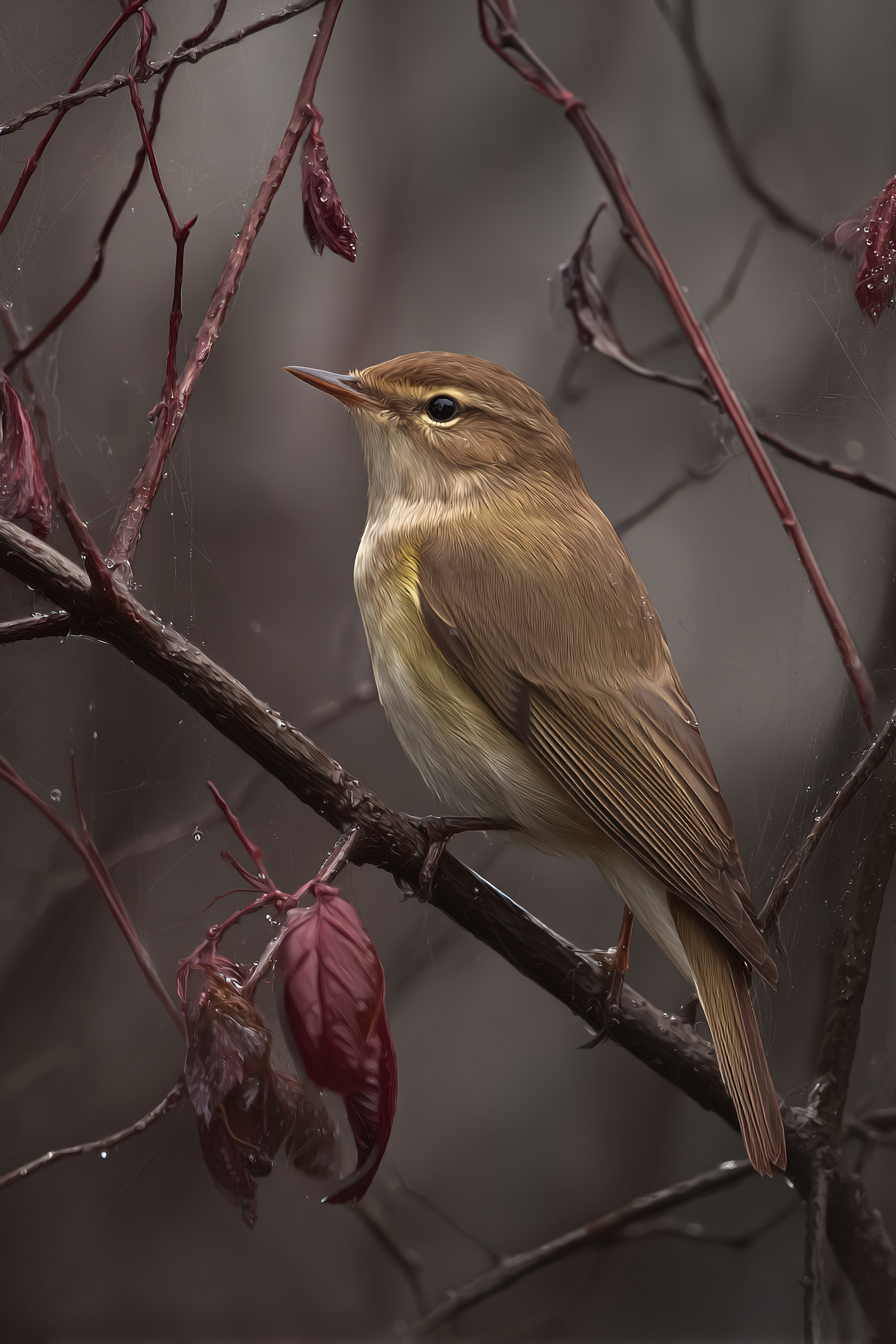 Wüsten Vogel Auf Einem Zweig Mit Rotem Laub In Natur | Wuesten und Savanne | Landschaften