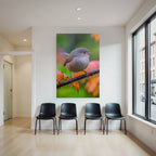 Desert bird on a branch with water drops surrounded by colorful foliage