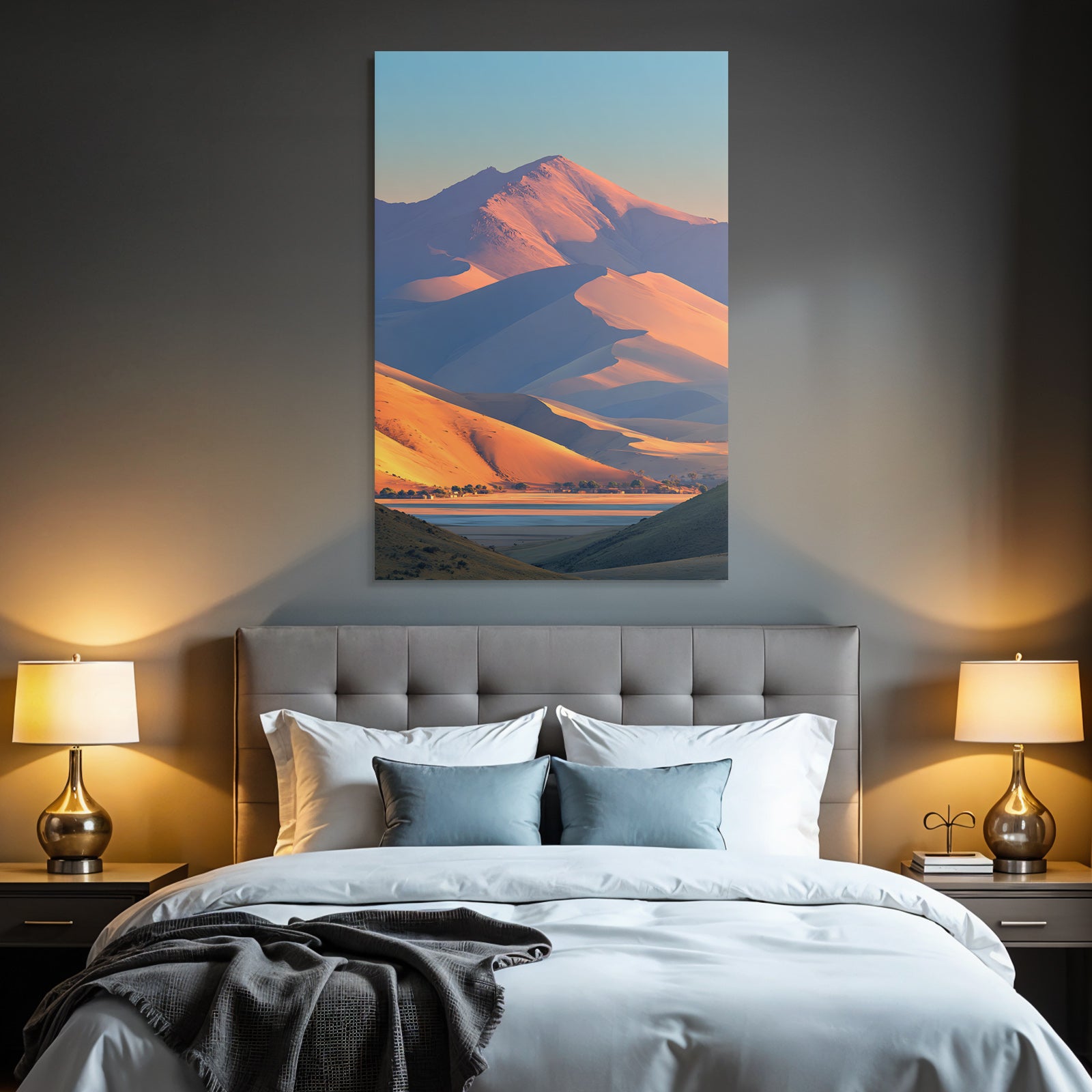 Desert Beautiful landscape with mountains and sand dunes