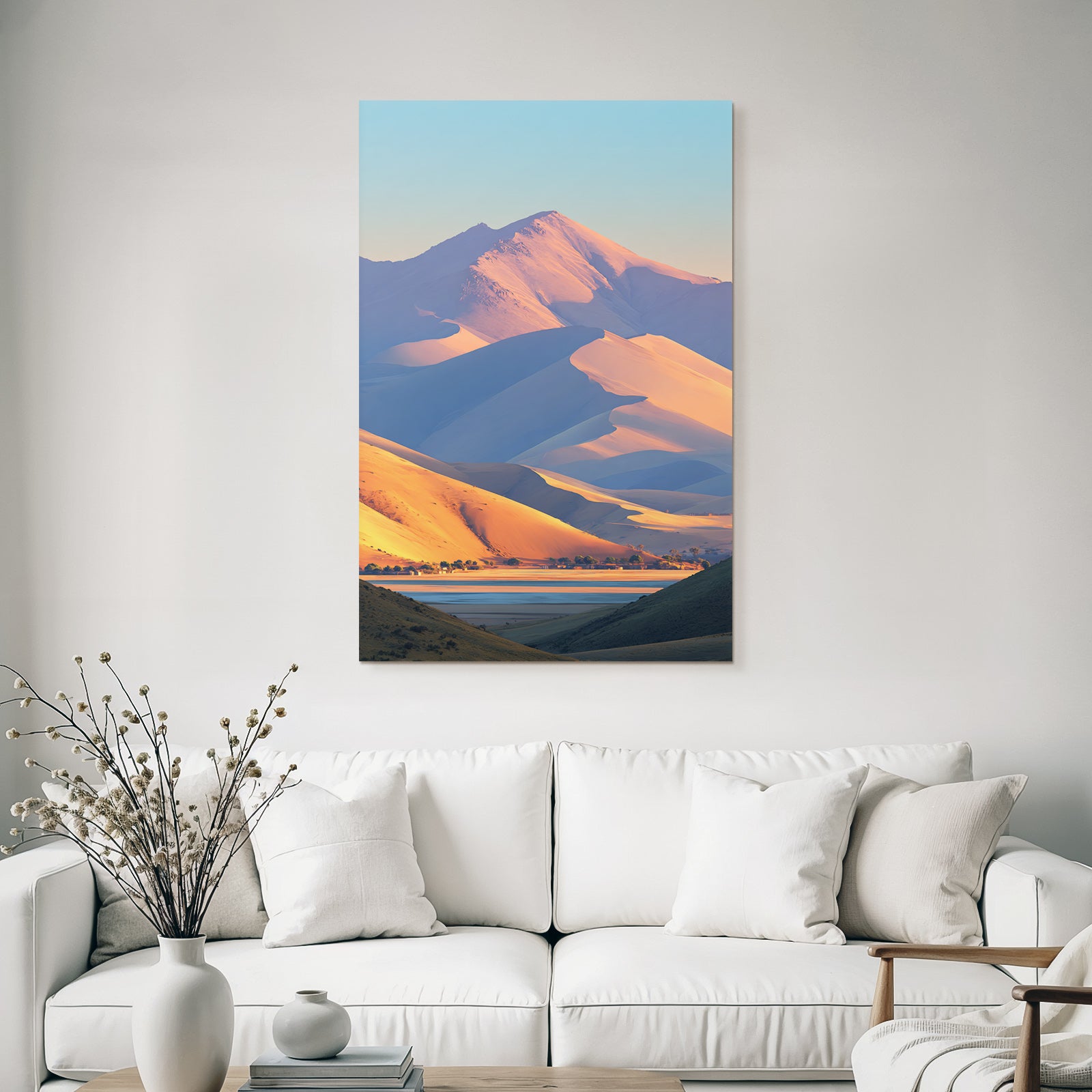 Desert Beautiful landscape with mountains and sand dunes