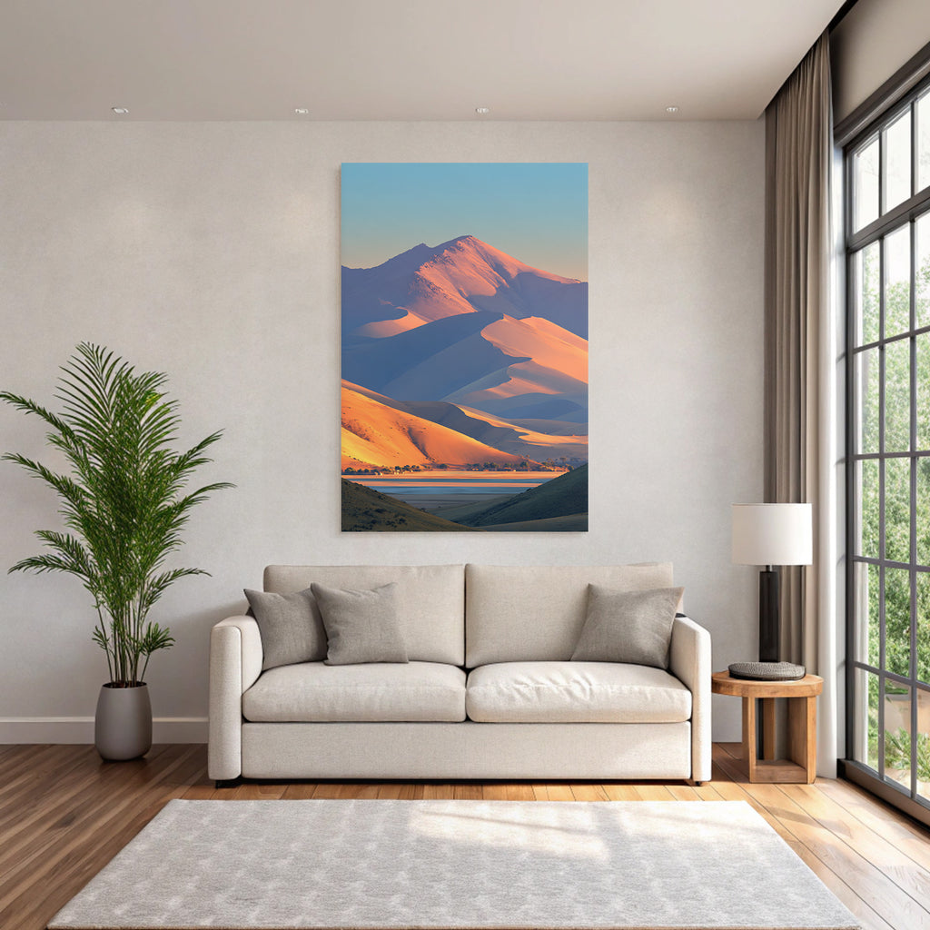 Desert Beautiful landscape with mountains and sand dunes