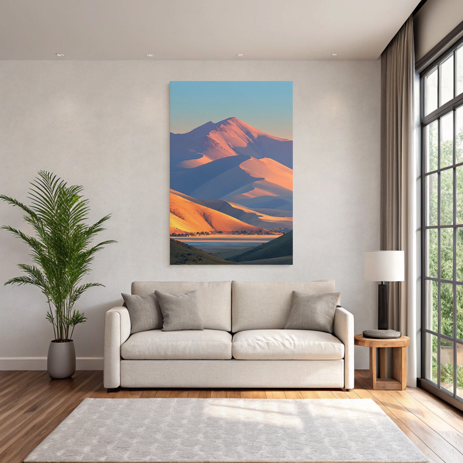 Desert Beautiful landscape with mountains and sand dunes