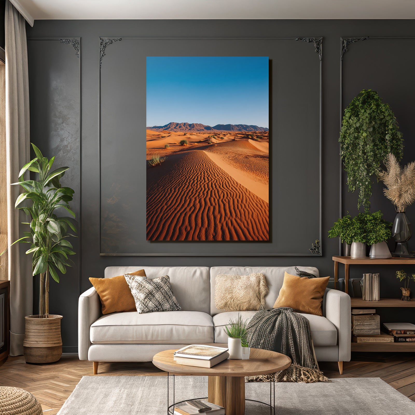 Desert Landscape Sand Dunes Blue Sky Natural Scene