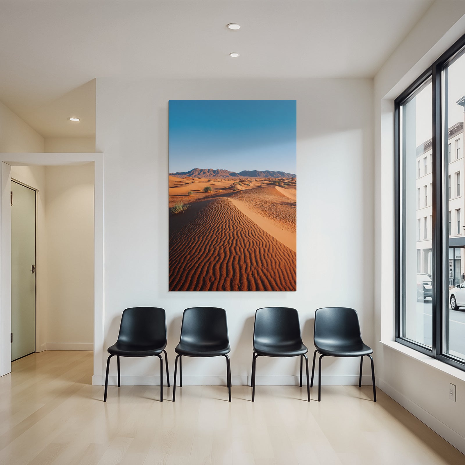 Desert Landscape Sand Dunes Blue Sky Natural Scene