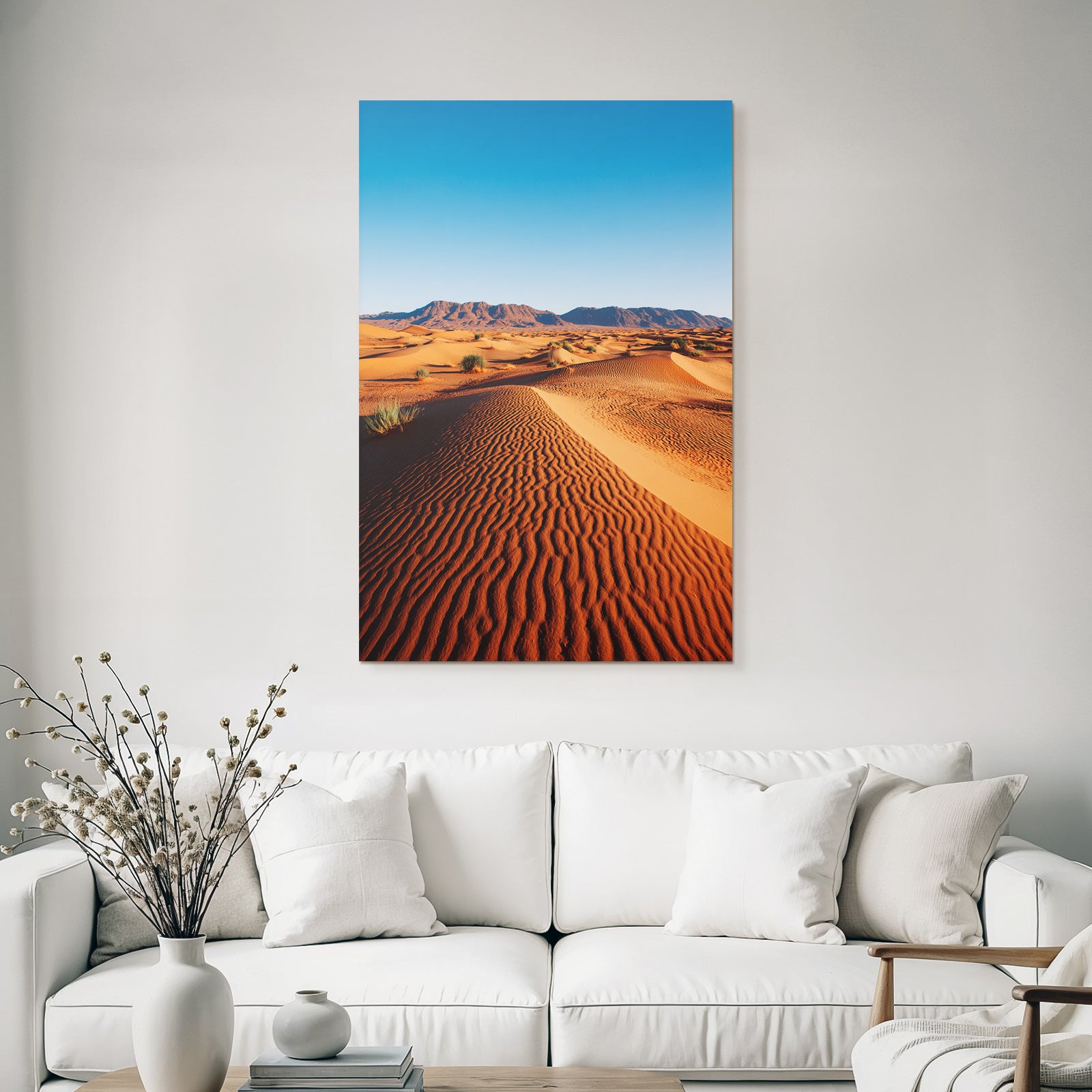 Desert Landscape Sand Dunes Blue Sky Natural Scene