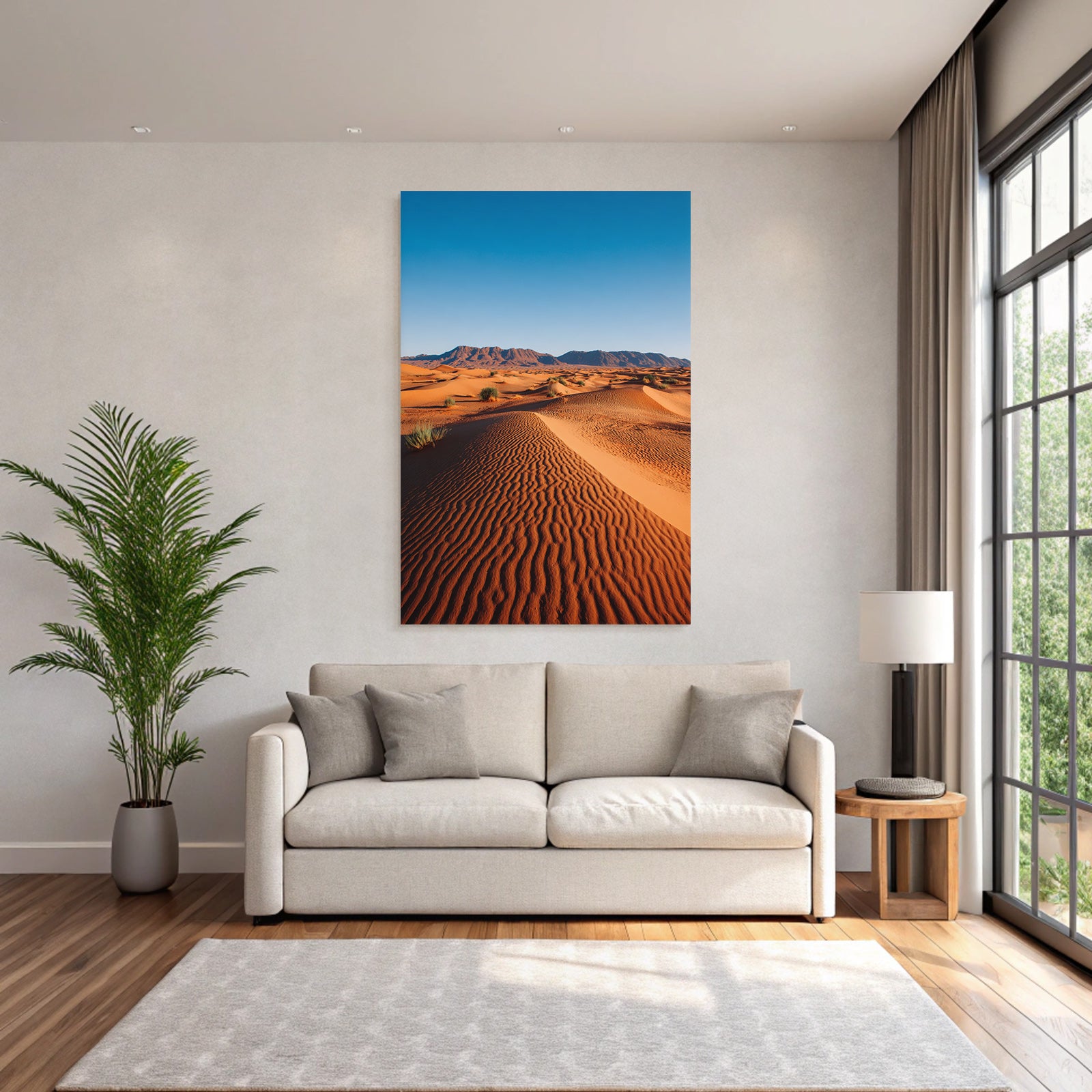 Desert Landscape Sand Dunes Blue Sky Natural Scene