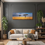 Desert Acacia Trees African Savannah Sunset Golden Grassland