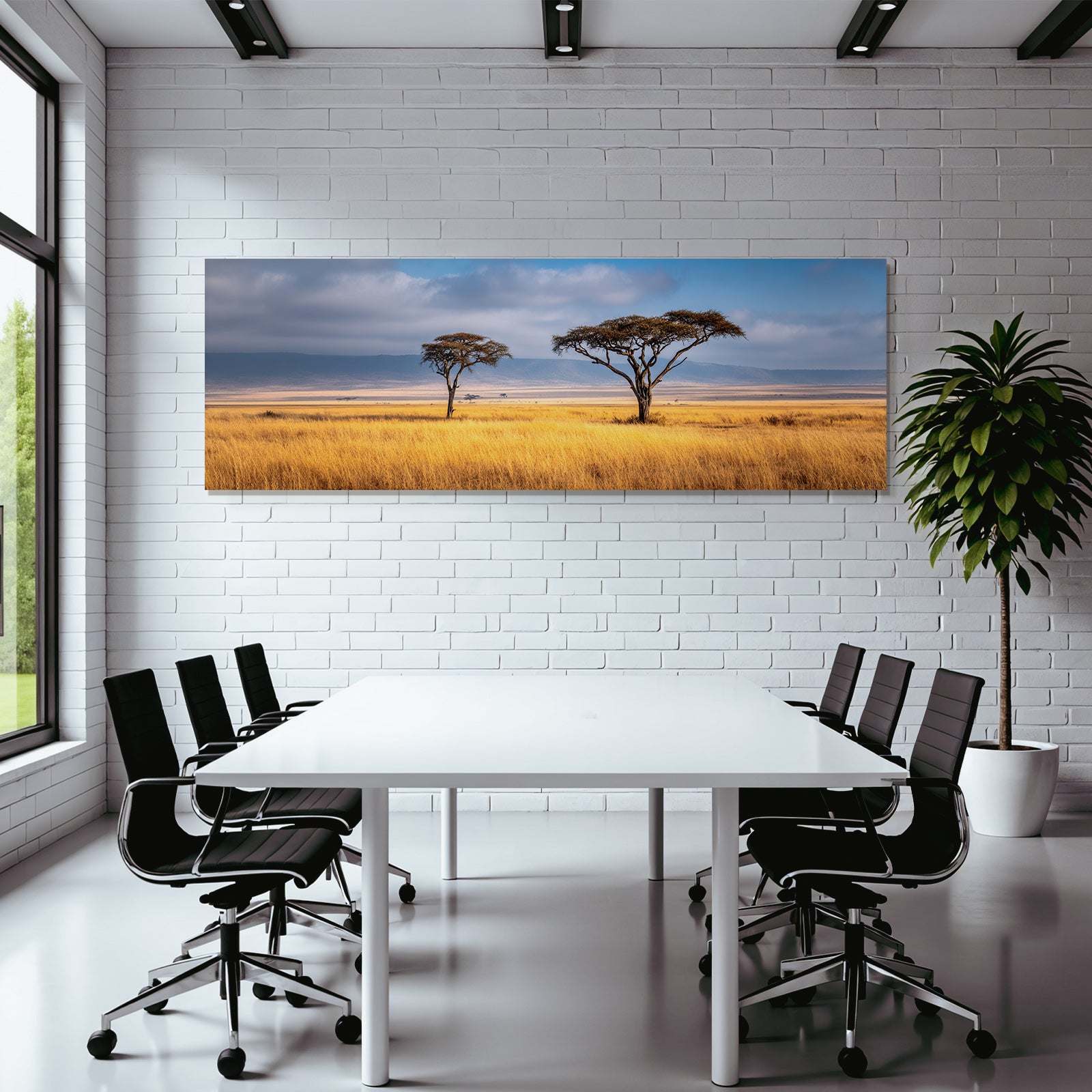 Desert Acacia Trees African Savannah Sunset Golden Grassland
