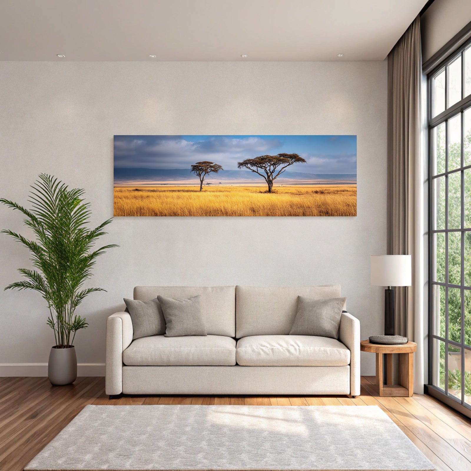 Desert Acacia Trees African Savannah Sunset Golden Grassland