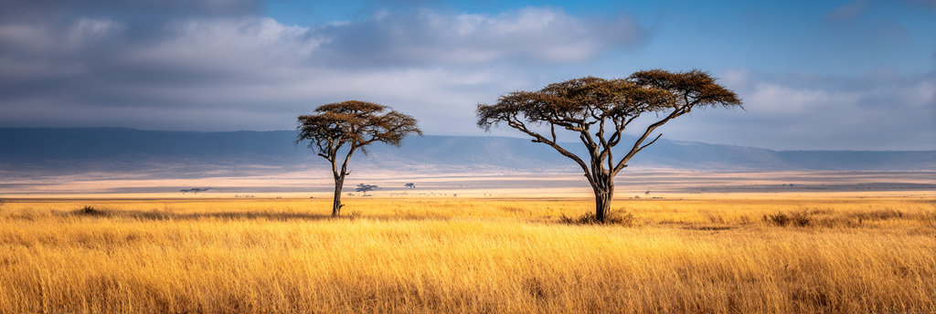 Wüsten Akazien Bäume Afrikasavanne Sonnenuntergang Golden Graslandschaft | Wuesten und Savanne | Landschaften