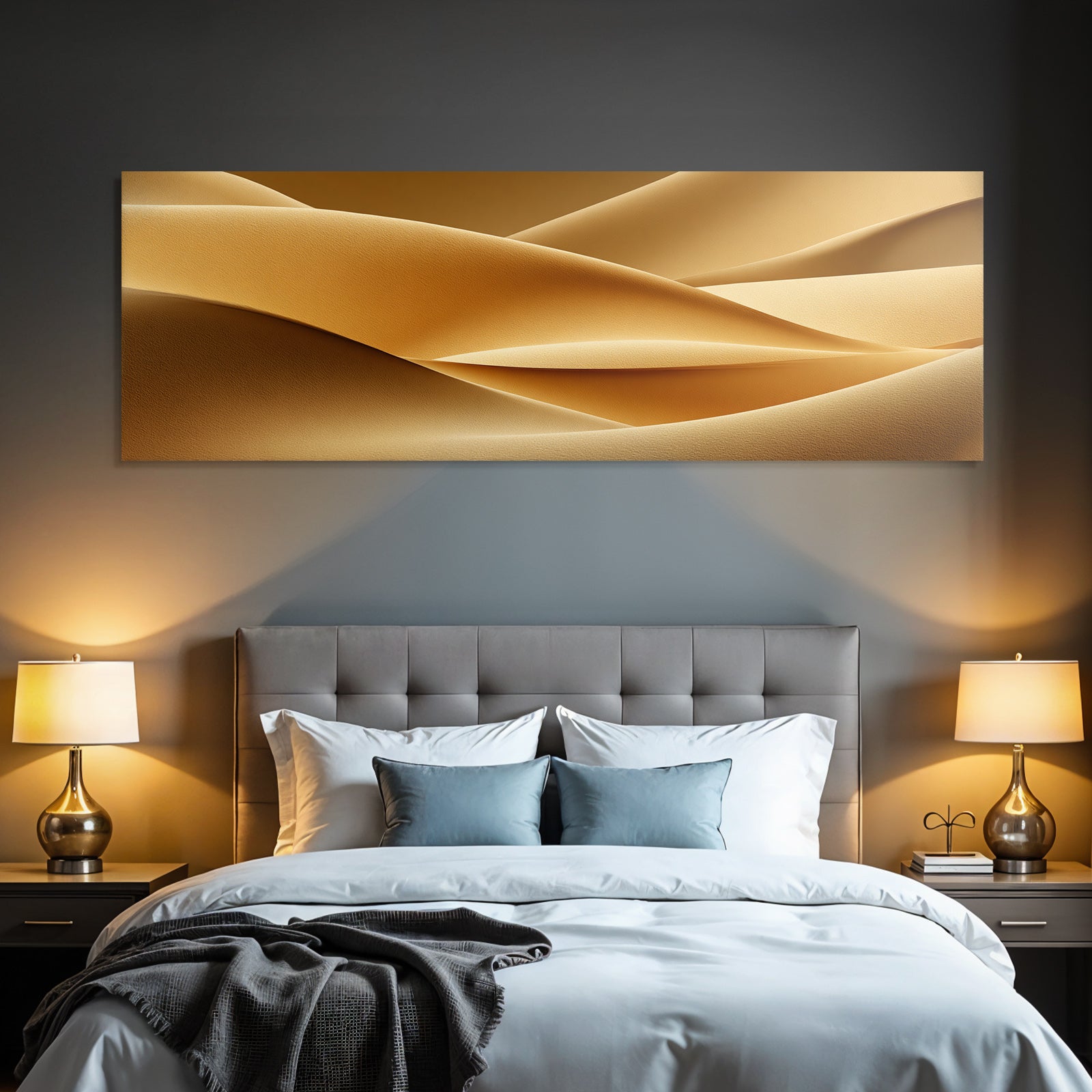 Desert Flowing Shapes Sand Dunes Waves Gold Beige Background