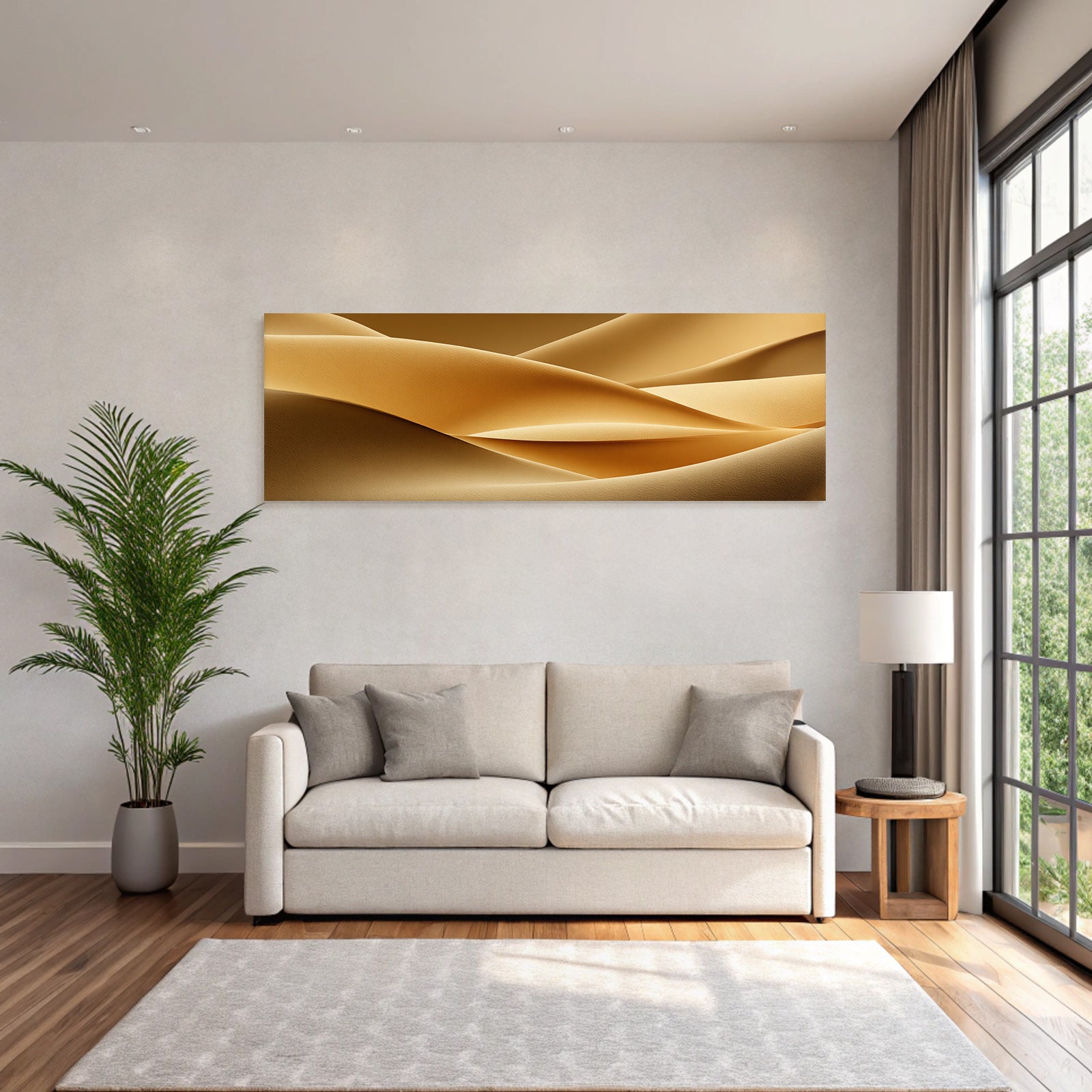 Desert Flowing Shapes Sand Dunes Waves Gold Beige Background
