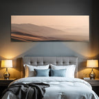 Deserts Peaceful Desert Landscape With Dunes And Mountains Dawn Dusk