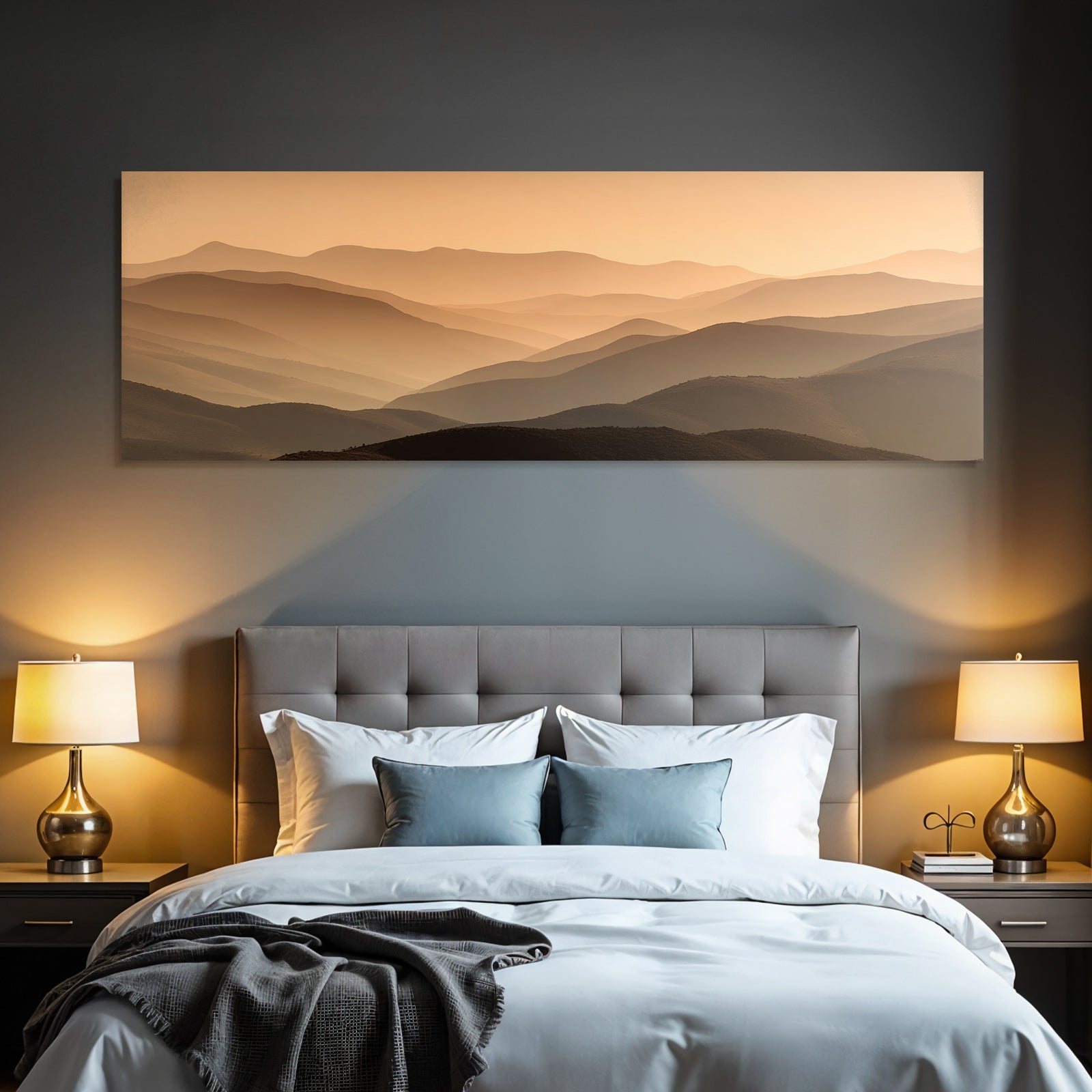 Deserts Tranquil Countryside Rolling Hills and Mountains Orange Brown Morning Mist