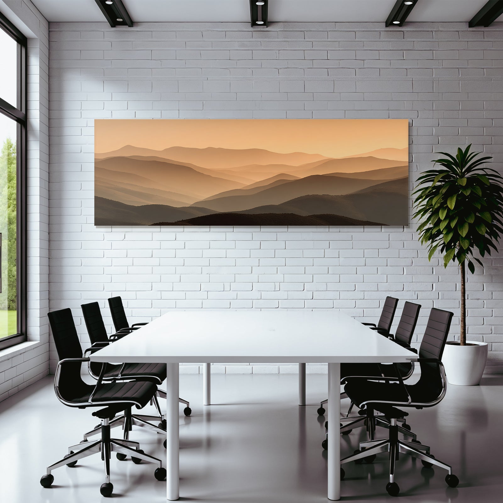 Deserts Tranquil Countryside Rolling Hills and Mountains Orange Brown Morning Mist