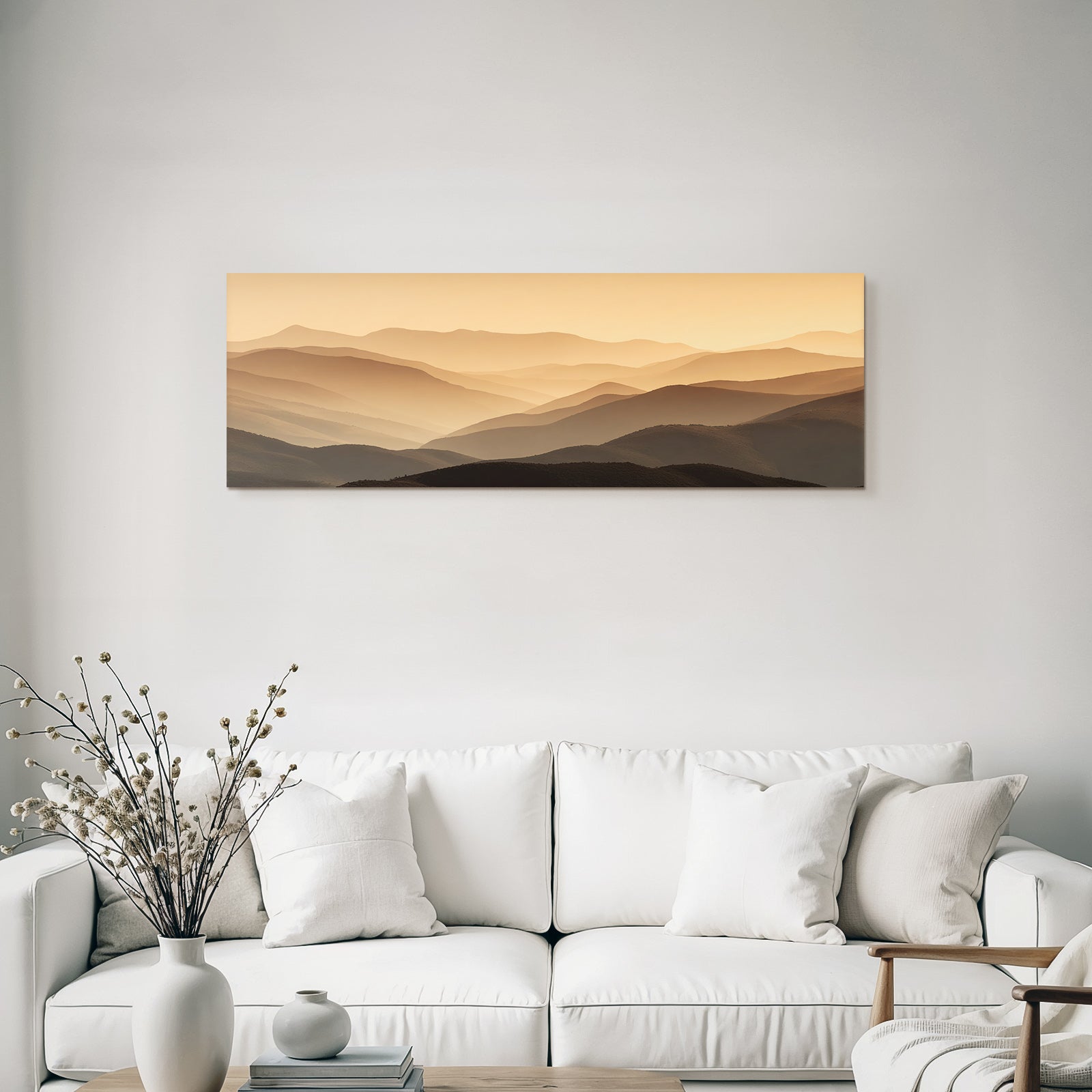 Deserts Tranquil Countryside Rolling Hills and Mountains Orange Brown Morning Mist