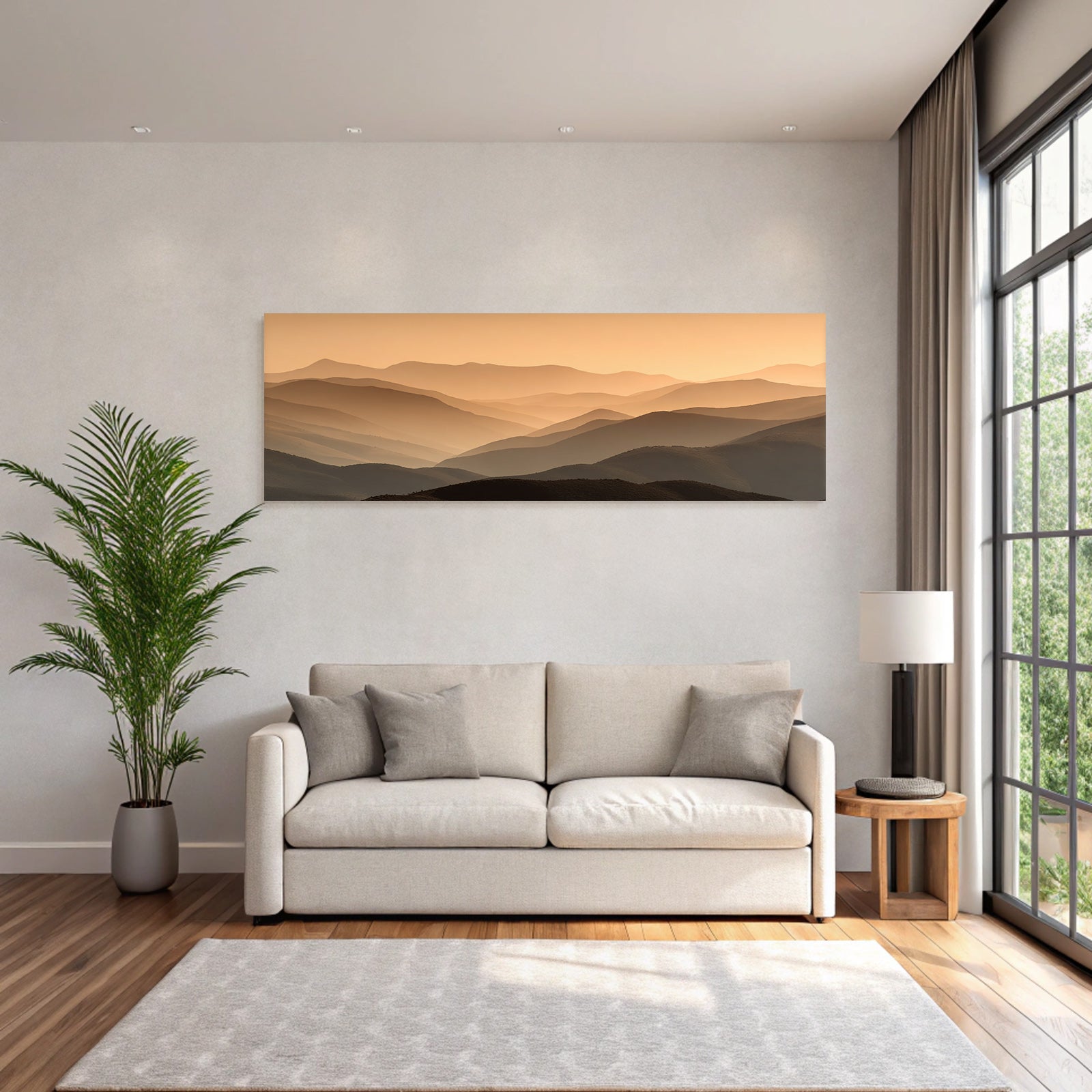 Deserts Tranquil Countryside Rolling Hills and Mountains Orange Brown Morning Mist