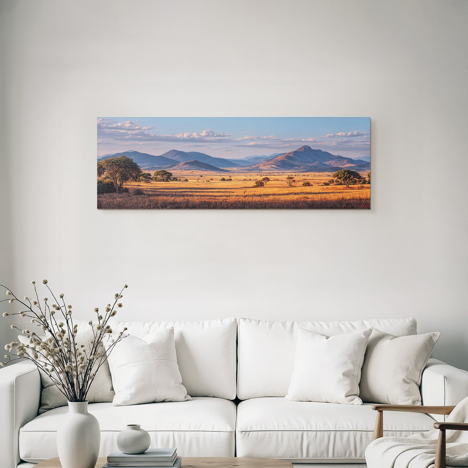 Deserts Tranquil Landscape Rolling Hills Mountains Sky Golden Grass