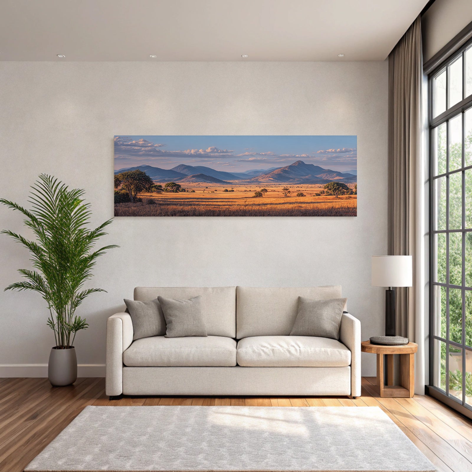 Deserts Tranquil Landscape Rolling Hills Mountains Sky Golden Grass