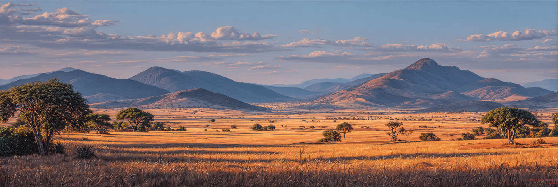 Wüsten Ruhige Landscape Rollende Hügel Bergen Himmel Goldenes Gras | Wuesten und Savanne | Landschaften
