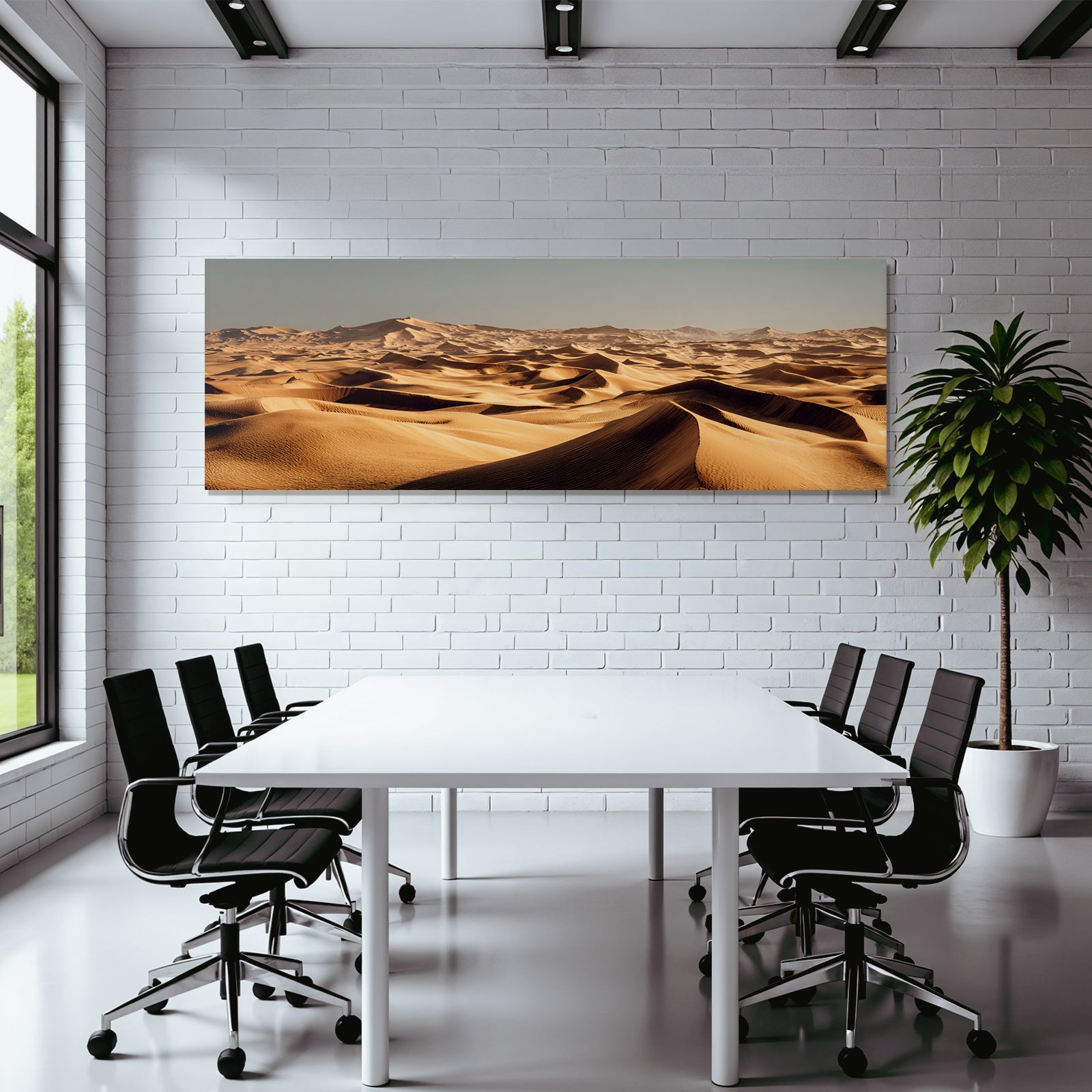 Desert sand dunes in desert scenario with mountains background