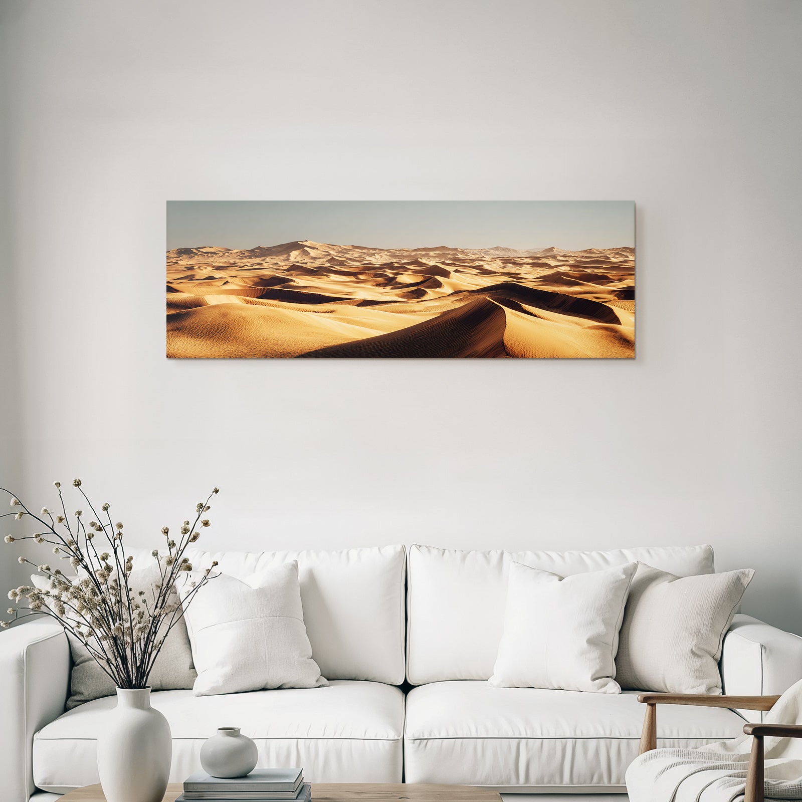 Desert sand dunes in desert scenario with mountains background