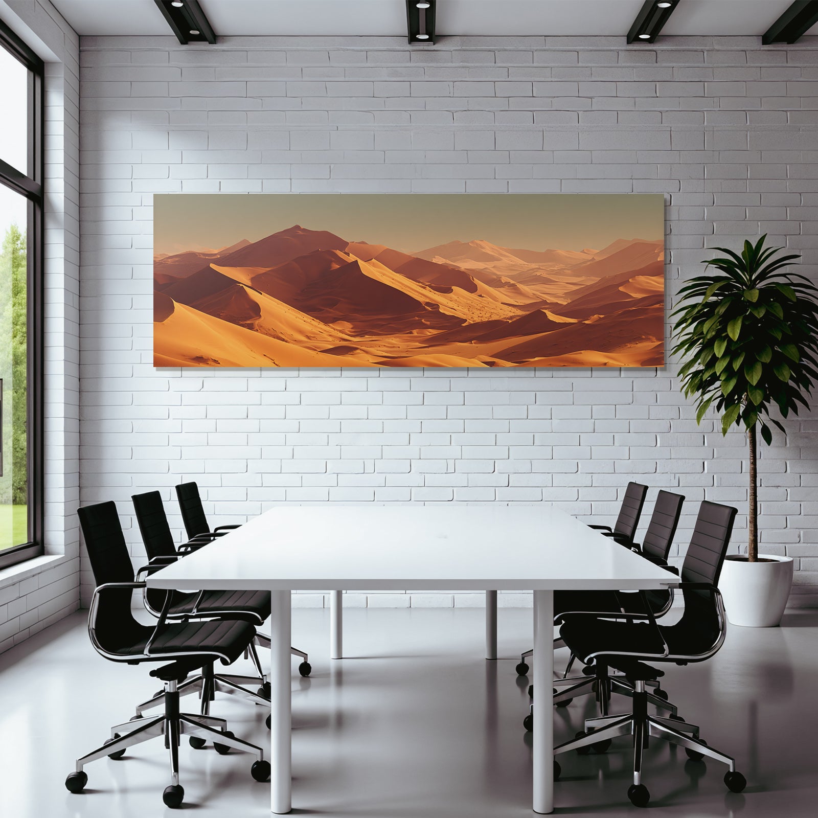 Desert sand dunes and mountains sunrise or sunset