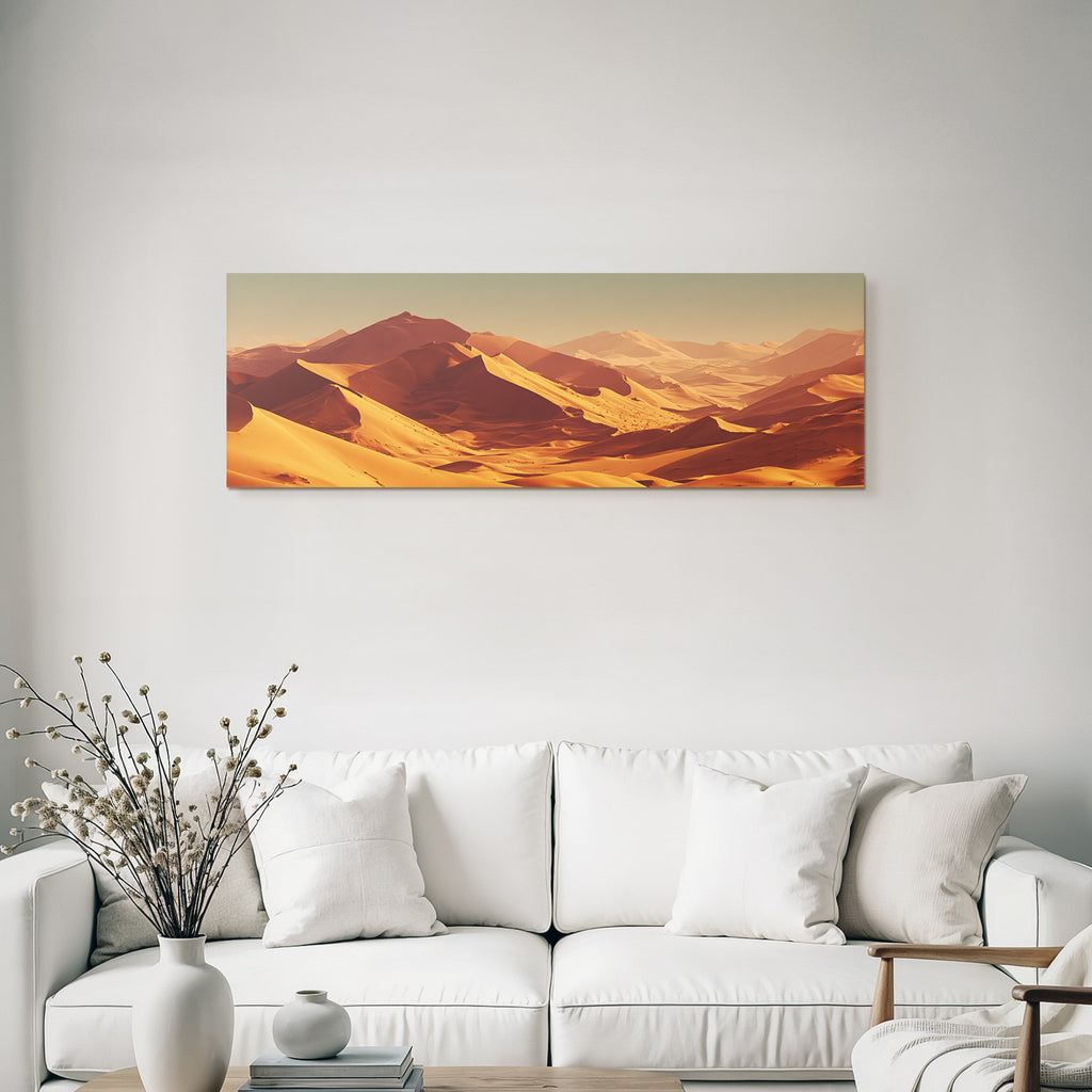 Desert sand dunes and mountains sunrise or sunset