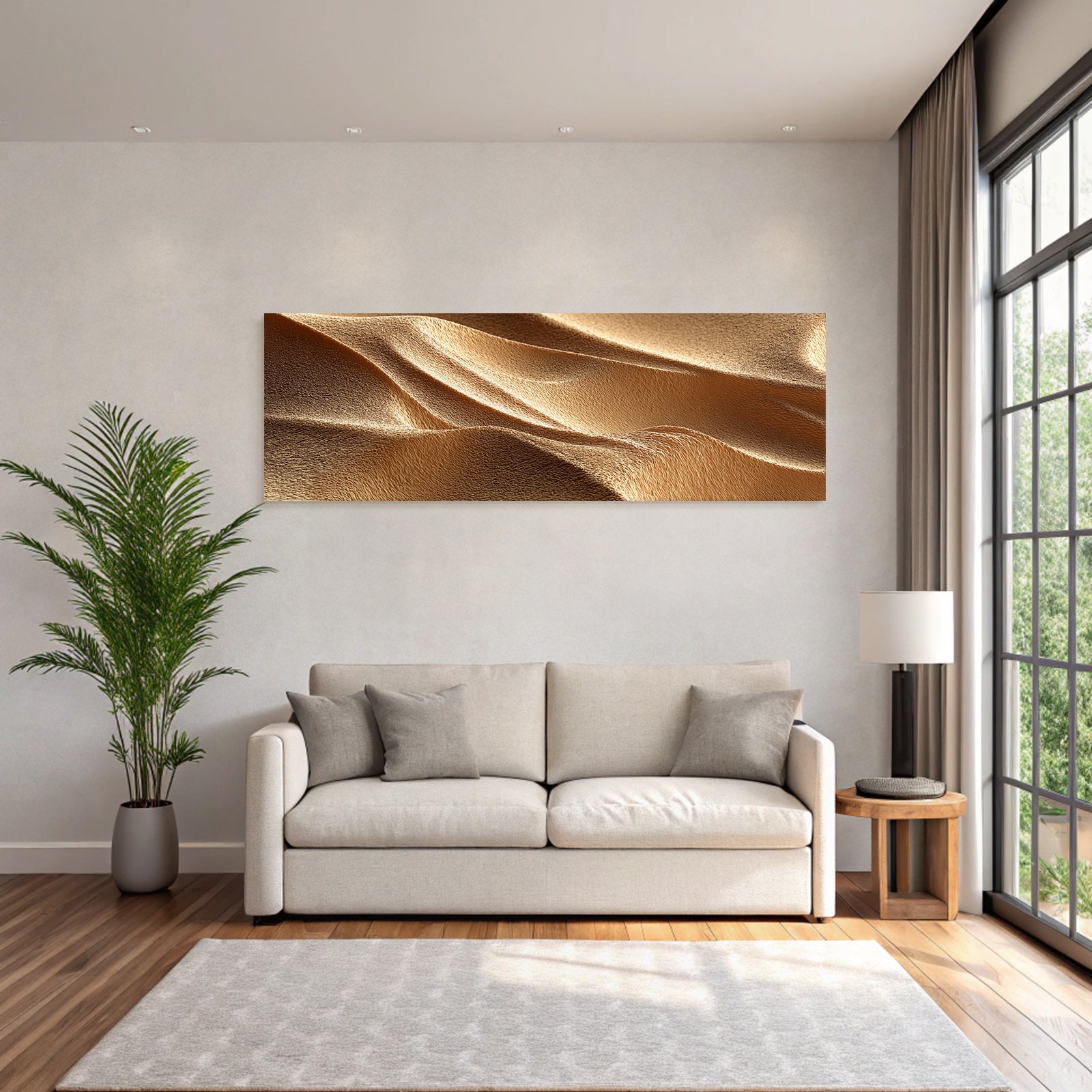 Desert Textured Golden Fabric With Pleats And Light Play