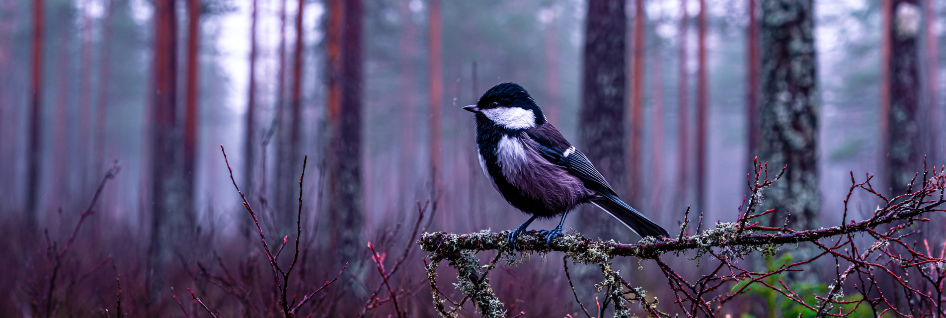 Wüsten Vogel Auf Astre Im Wald Mit Nebel Atmosphäre | Wuesten und Savanne | Landschaften