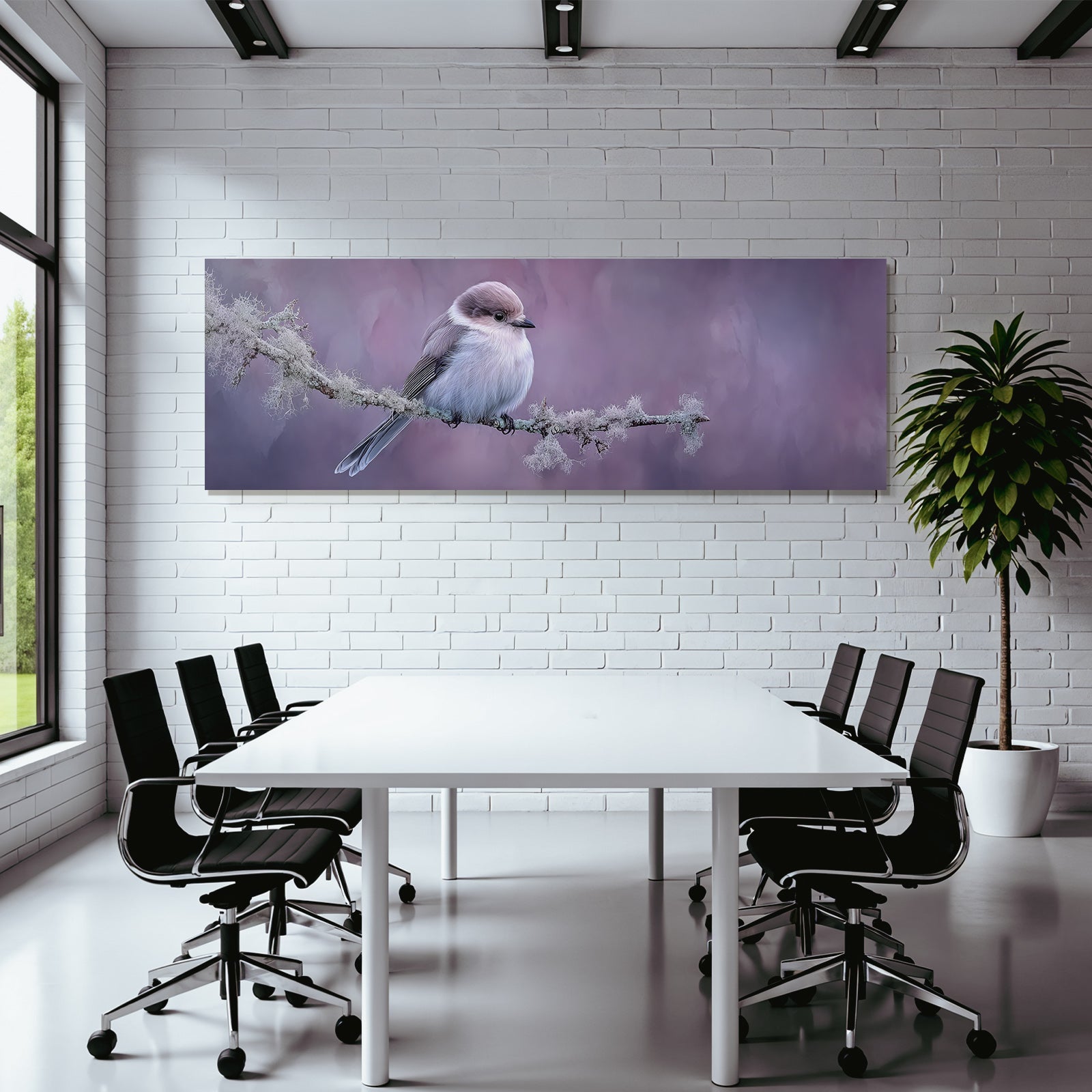 Desert bird on a branch surrounded by soft blurred colorful colors