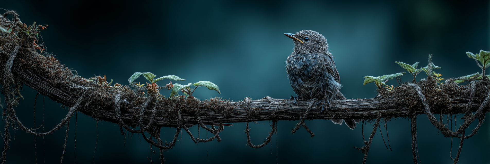 Wüsten Vogel Auf Moosigem Zweig Umgeben Von Grünerei | Wuesten und Savanne | Landschaften
