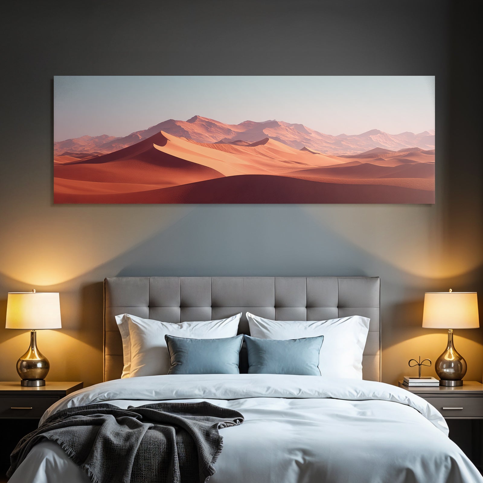 Desert Desert Landscape Sand Dunes And Mountains Red Orange Sky