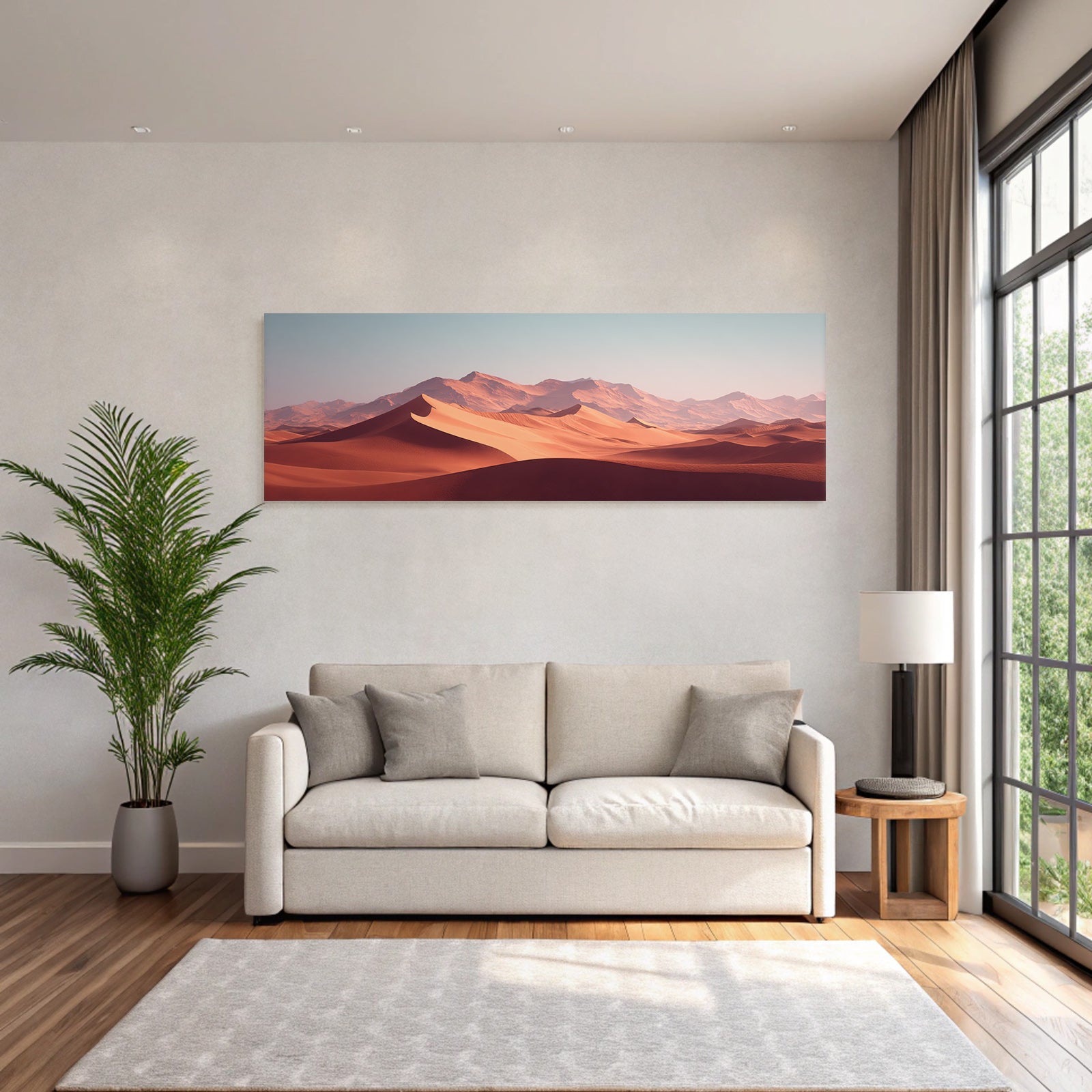 Desert Desert Landscape Sand Dunes And Mountains Red Orange Sky