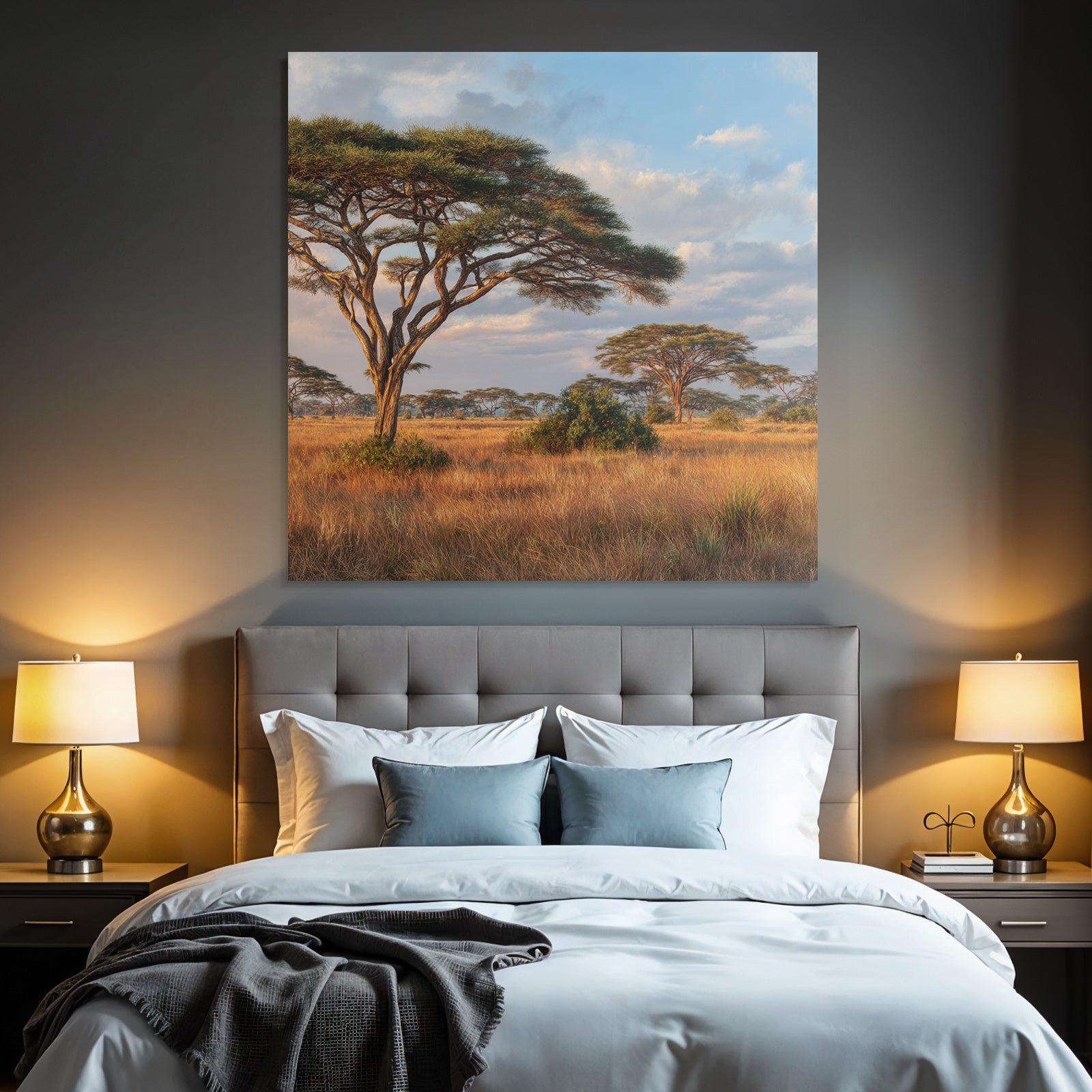 Desert Acacias On the Savannah Horizon Dawn Dusk Natural Light