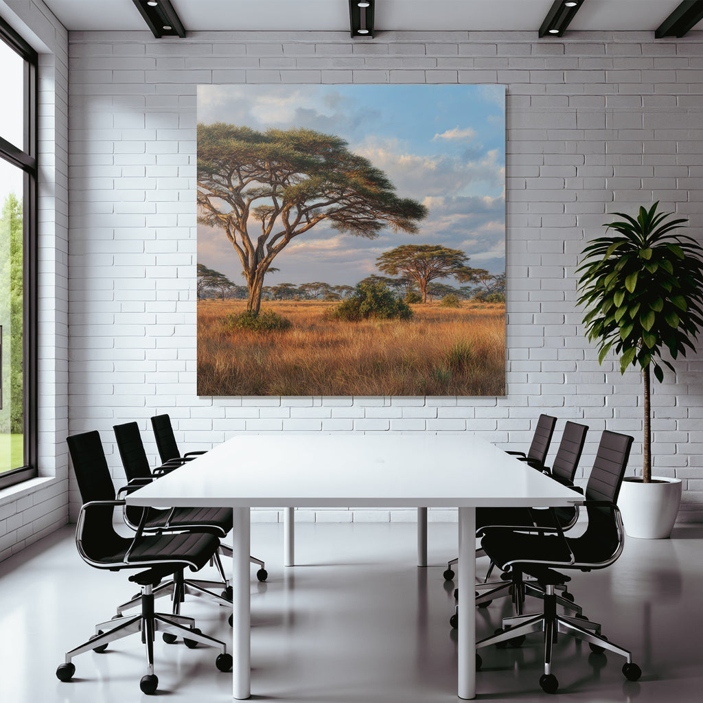 Desert Acacias On the Savannah Horizon Dawn Dusk Natural Light